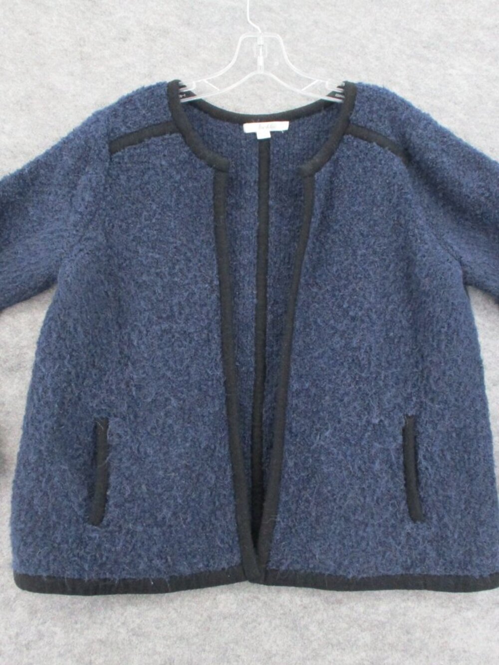 Boden Bouclé Cardigan Jacket womens US 18 UK 22 Navy blue Open Front Wool Alpaca